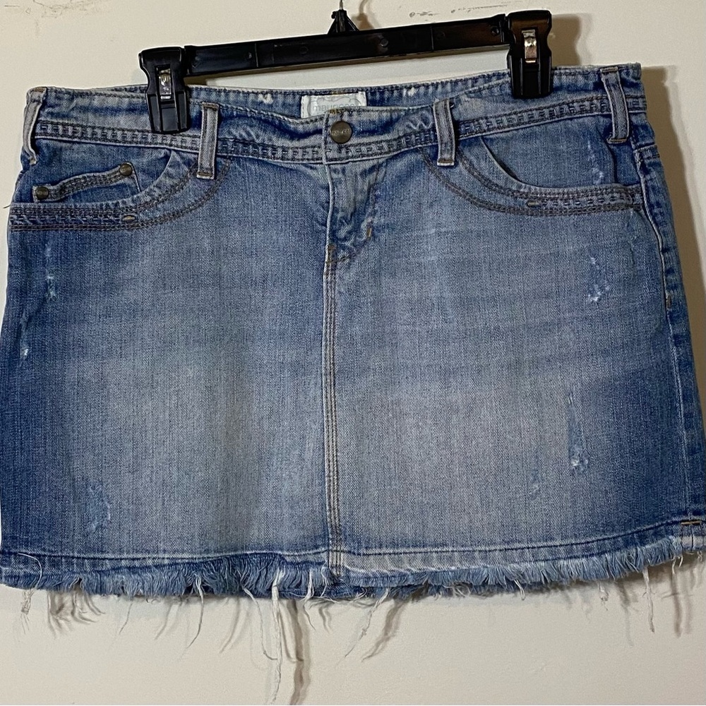 Maurice’s Sz 14 Y2K Fringe Denim Mini Skirt